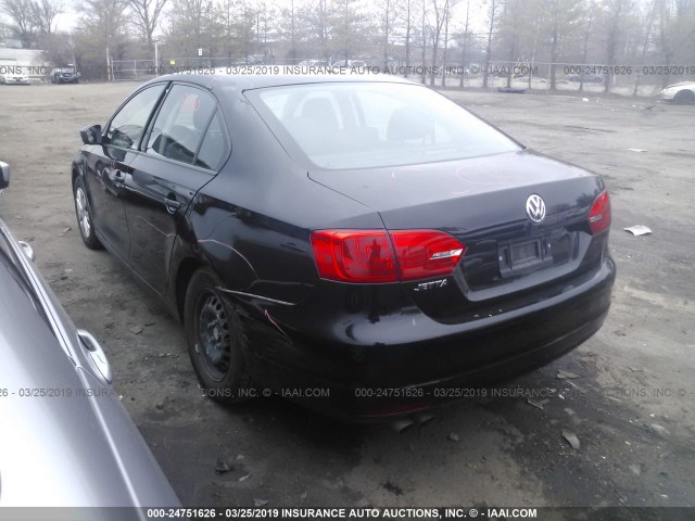 3VW2K7AJXEM331298 - 2014 VOLKSWAGEN JETTA S BLACK photo 3