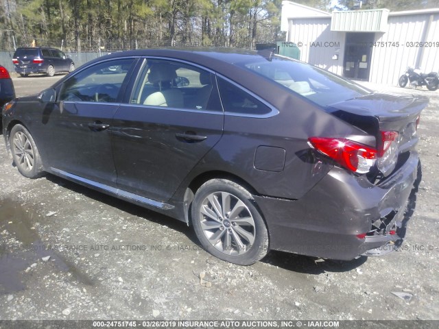 5NPE34AF1HH437060 - 2017 HYUNDAI SONATA SPORT/LIMITED BROWN photo 3