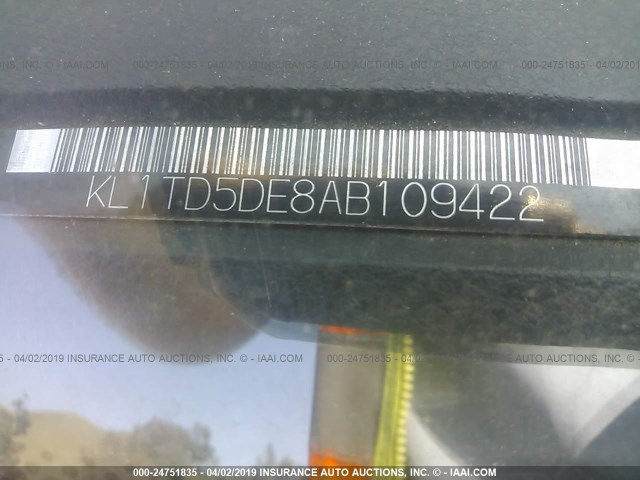 KL1TD5DE8AB109422 - 2010 CHEVROLET AVEO LS/LT თეთრი ფოტო 9