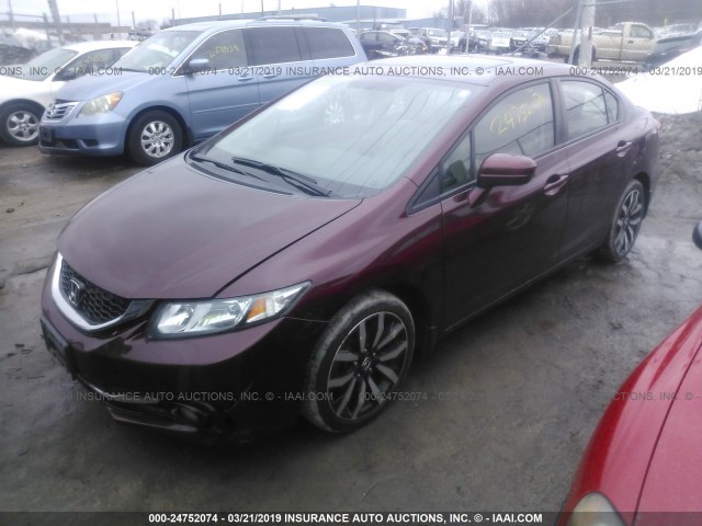 19XFB2F95EE012536 - 2014 HONDA CIVIC EXL BURGUNDY photo 2