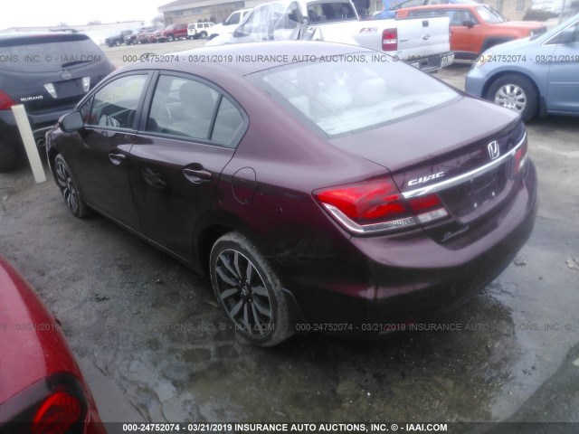 19XFB2F95EE012536 - 2014 HONDA CIVIC EXL BURGUNDY photo 3