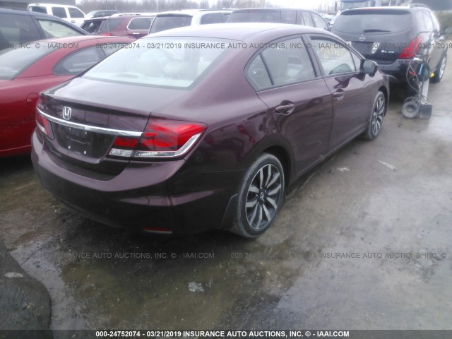 19XFB2F95EE012536 - 2014 HONDA CIVIC EXL BURGUNDY photo 4