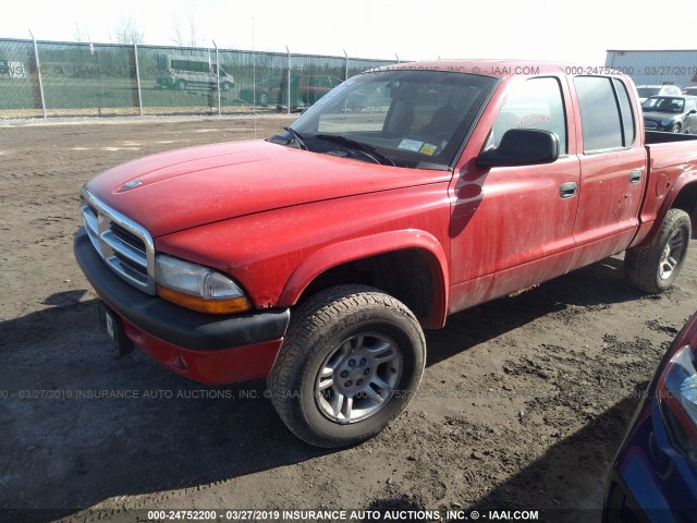 1D7HG38N94S731039 - 2004 DODGE DAKOTA QUAD SPORT RED photo 2