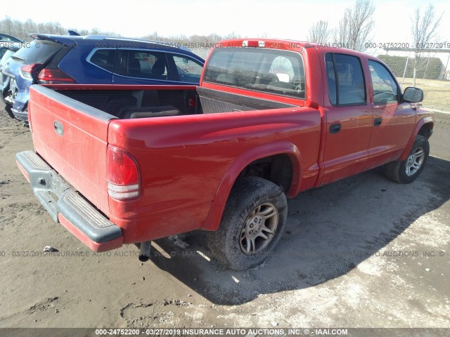 1D7HG38N94S731039 - 2004 DODGE DAKOTA QUAD SPORT RED photo 4