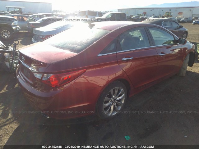 5NPEC4AC9DH794812 - 2013 HYUNDAI SONATA SE/LIMITED RED photo 4