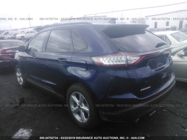 2FMPK4G97GBC00480 - 2016 FORD EDGE SE BLUE photo 3