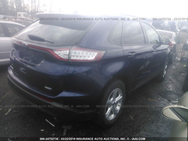 2FMPK4G97GBC00480 - 2016 FORD EDGE SE BLUE photo 4