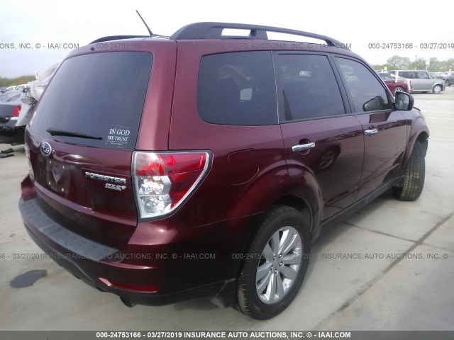JF2SHAEC4DH405930 - 2013 SUBARU FORESTER LIMITED MAROON photo 4