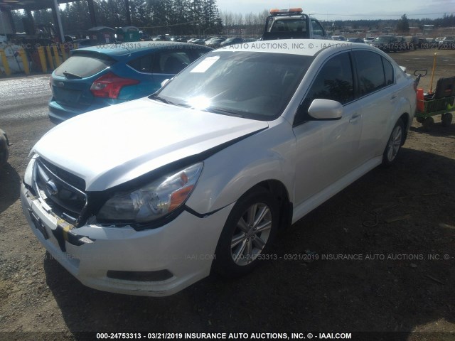 4S3BMBC60B3258190 - 2011 SUBARU LEGACY 2.5I PREMIUM WHITE photo 2