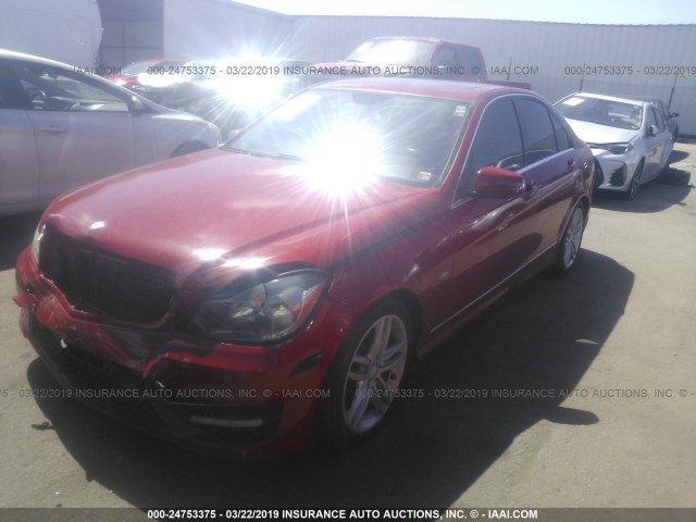 WDDGF4HB8CR204092 - 2012 MERCEDES-BENZ C 250 RED photo 2