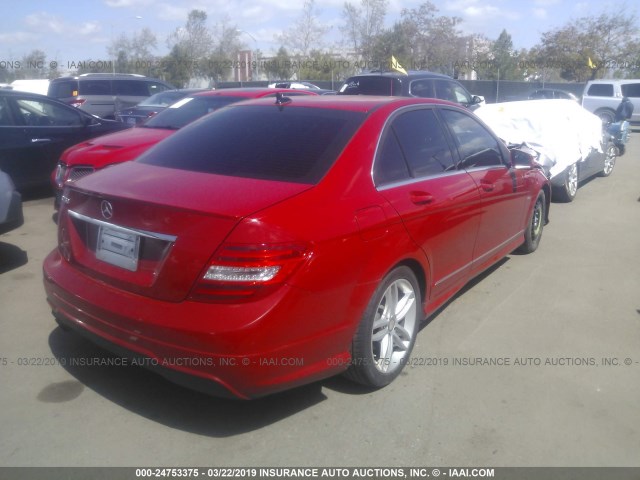 WDDGF4HB8CR204092 - 2012 MERCEDES-BENZ C 250 RED photo 4