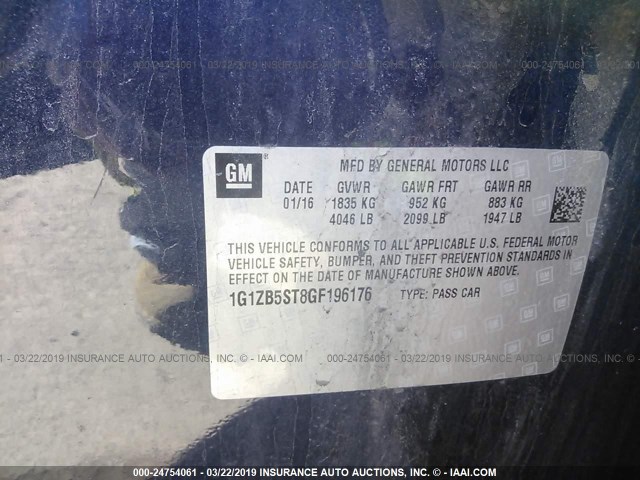 1G1ZB5ST8GF196176 - 2016 CHEVROLET MALIBU LS BLUE photo 9