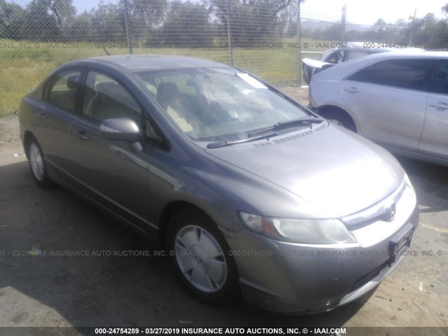 JHMFA36207S004287 - 2007 HONDA CIVIC HYBRID SILVER photo 1