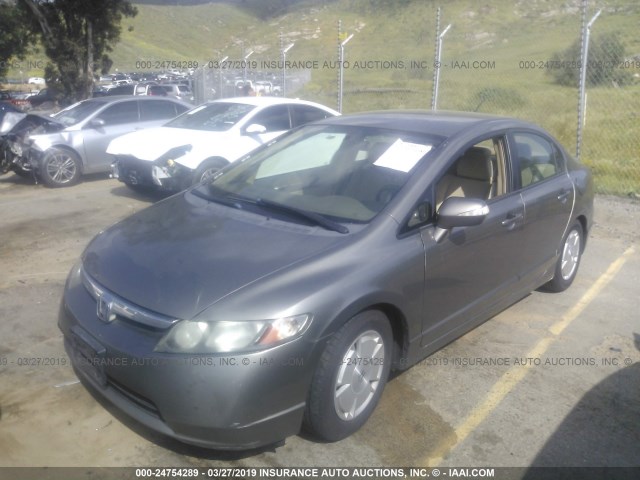 JHMFA36207S004287 - 2007 HONDA CIVIC HYBRID SILVER photo 2