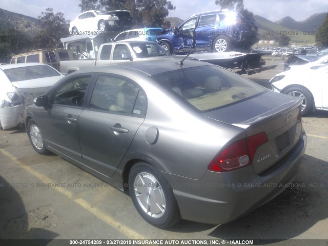 JHMFA36207S004287 - 2007 HONDA CIVIC HYBRID SILVER photo 3