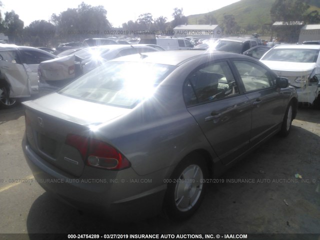 JHMFA36207S004287 - 2007 HONDA CIVIC HYBRID SILVER photo 4