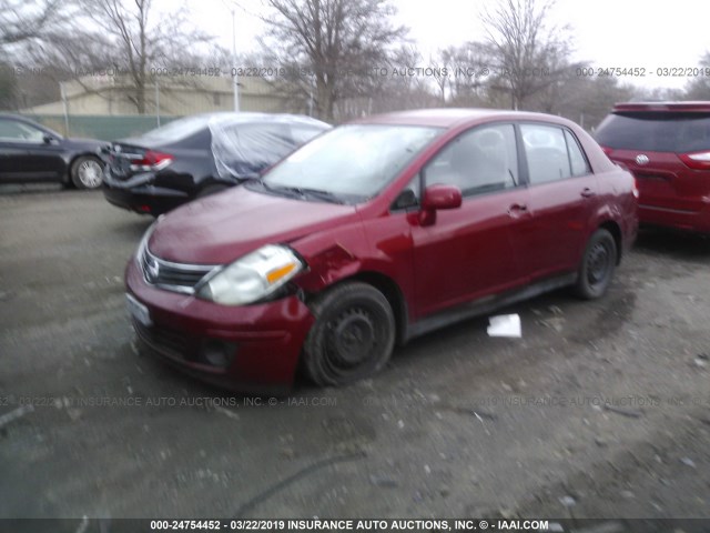 3N1BC1AP3AL412194 - 2010 NISSAN VERSA S/SL RED photo 2