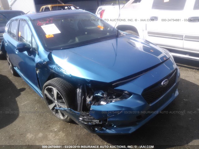 4S3GTAM69J3737644 - 2018 SUBARU IMPREZA SPORT BLUE photo 1