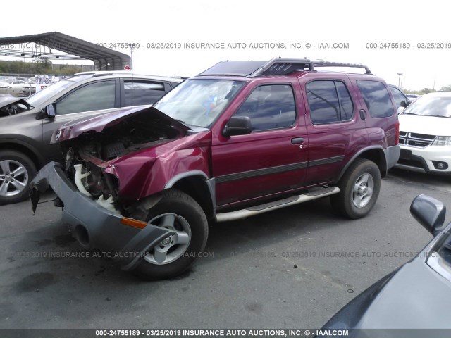 5N1ED28T22C510254 - 2002 NISSAN XTERRA XE/SE RED photo 2