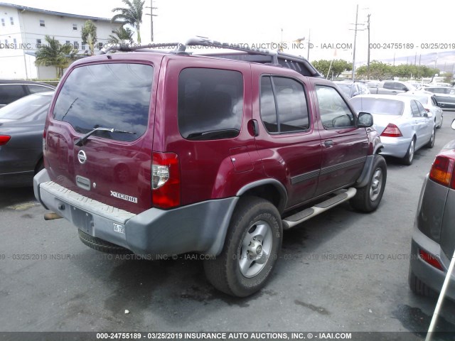 5N1ED28T22C510254 - 2002 NISSAN XTERRA XE/SE RED photo 4