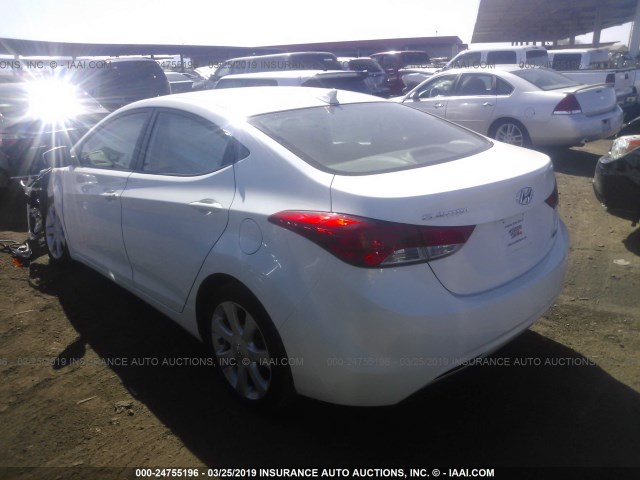 5NPDH4AE2DH231342 - 2013 HYUNDAI ELANTRA GLS/LIMITED WHITE photo 3