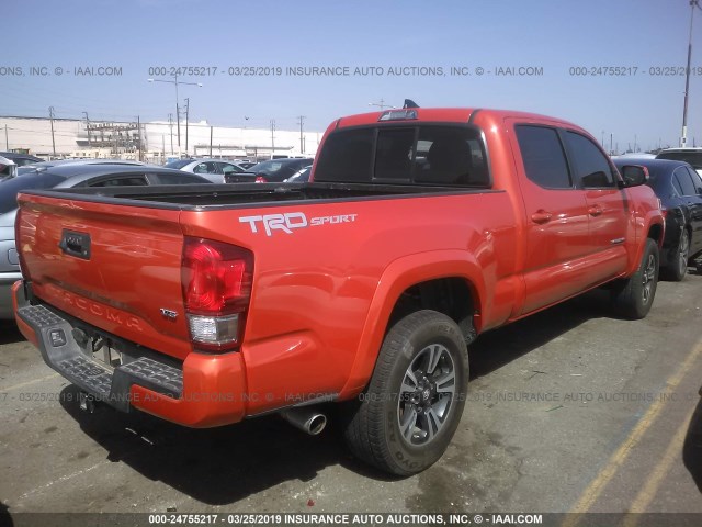 5TFBZ5DN4GX001462 - 2016 TOYOTA TACOMA DOUBLE CAB/SR5/TRD SPORT ORANGE photo 4