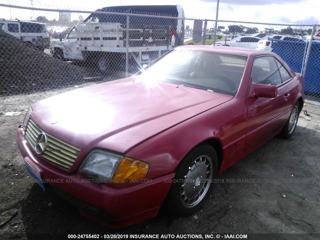 WDBFA66E0NF048873 - 1992 MERCEDES-BENZ 500 SL RED photo 2