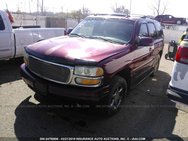 1GKEK63U54J231241 - 2004 GMC YUKON DENALI MAROON photo 2