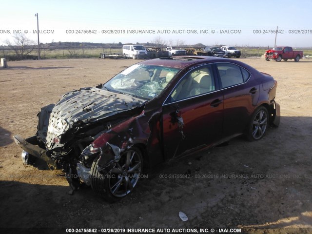 JTHBF5C20A5109174 - 2010 LEXUS IS 250 BURGUNDY photo 2