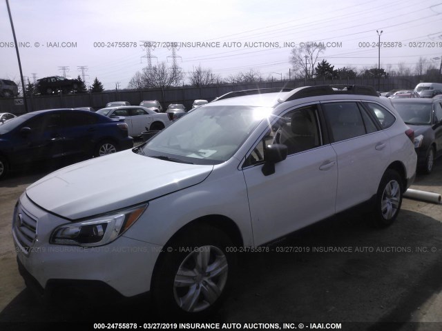 4S4BSBAC1F3270056 - 2015 SUBARU OUTBACK 2.5I WHITE photo 2