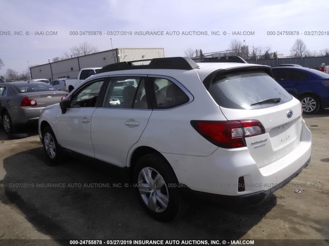 4S4BSBAC1F3270056 - 2015 SUBARU OUTBACK 2.5I WHITE photo 3