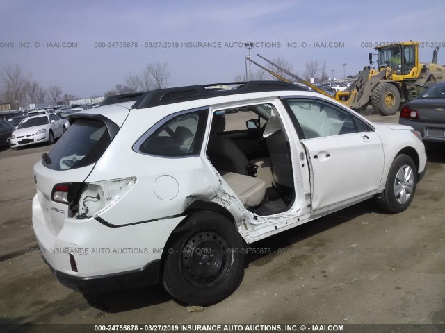 4S4BSBAC1F3270056 - 2015 SUBARU OUTBACK 2.5I WHITE photo 4