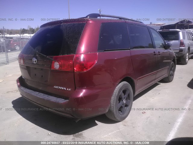 5TDZA23C06S552772 - 2006 TOYOTA SIENNA CE/LE RED photo 4