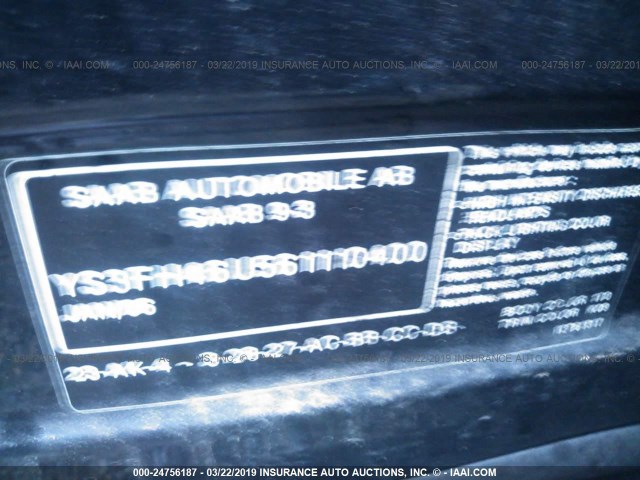 YS3FH46U561110400 - 2006 SAAB 9-3 AERO BLACK photo 9