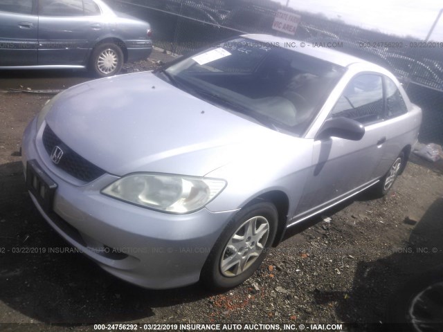 1HGEM21335L036898 - 2005 HONDA CIVIC DX VP SILVER photo 2