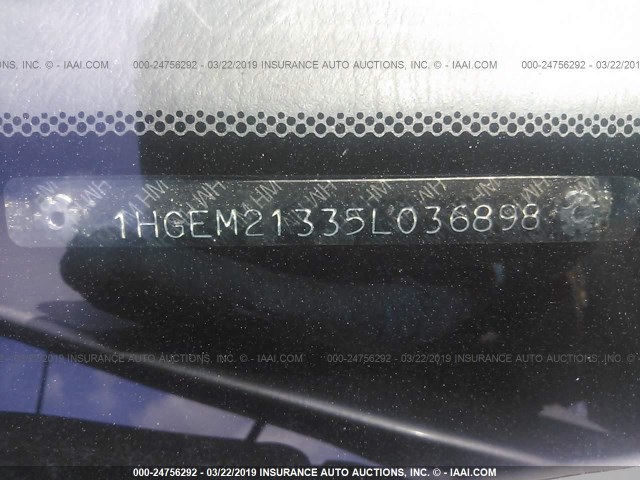 1HGEM21335L036898 - 2005 HONDA CIVIC DX VP SILVER photo 9