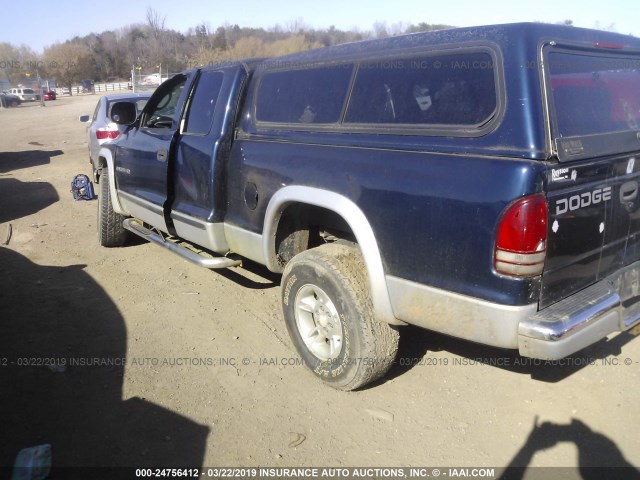 1B7GG22N8YS703859 - 2000 DODGE DAKOTA BLUE photo 3