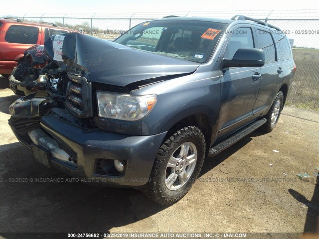 5TDBY64A28S017205 - 2008 TOYOTA SEQUOIA SR5 BLUE photo 2