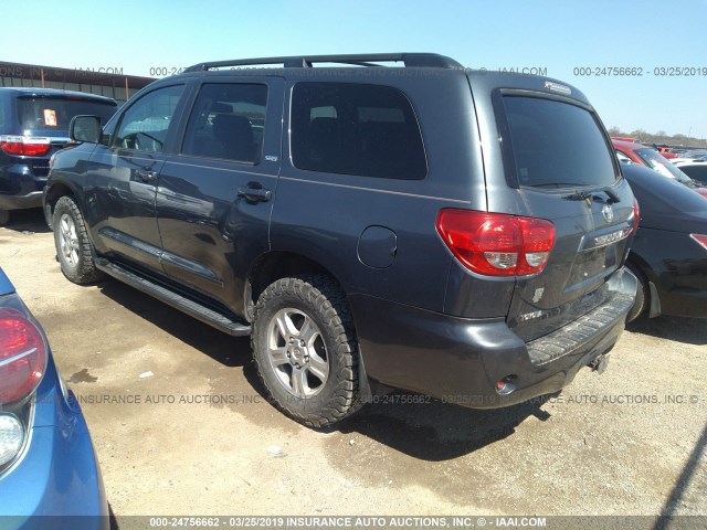 5TDBY64A28S017205 - 2008 TOYOTA SEQUOIA SR5 BLUE photo 3