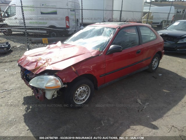 2HGEJ6422TH116254 - 1996 HONDA CIVIC CX RED photo 2