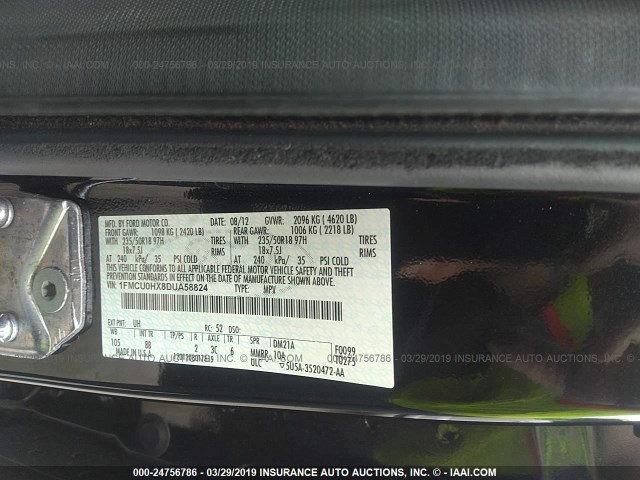 1FMCU0HX8DUA58824 - 2013 FORD ESCAPE SEL BLACK photo 9