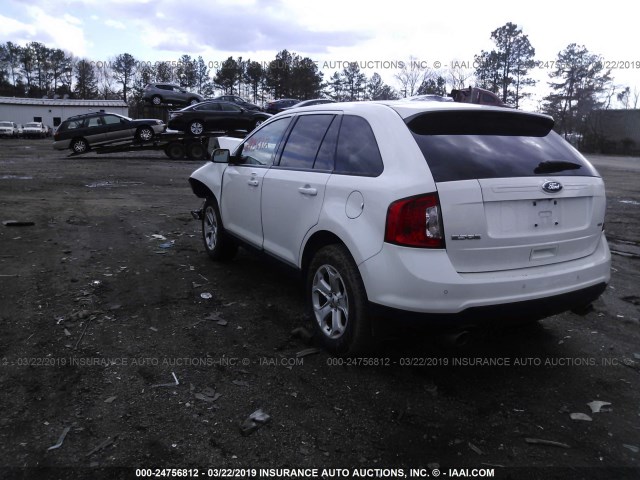 2FMDK3JC7EBB35791 - 2014 FORD EDGE SEL WHITE photo 3