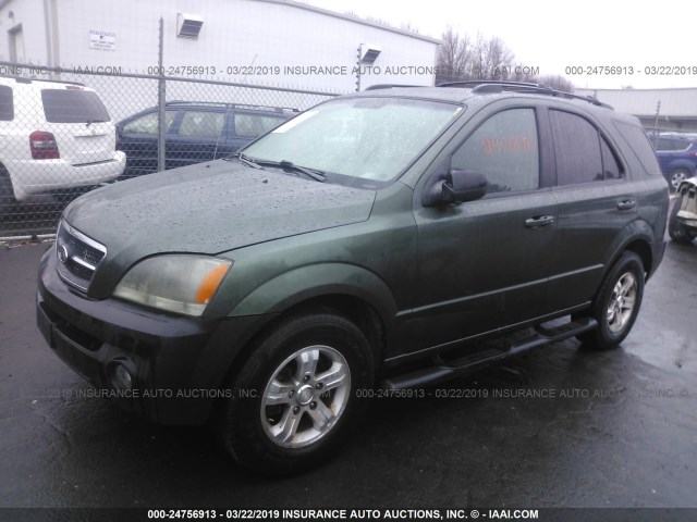 KNDJC733X65609912 - 2006 KIA SORENTO EX/LX GREEN photo 2