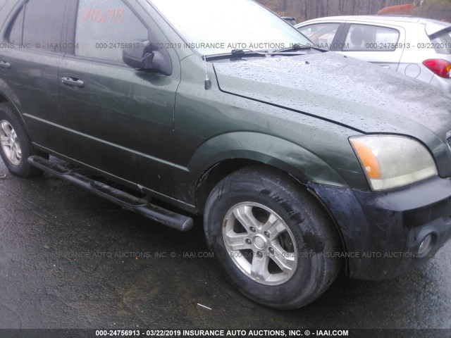 KNDJC733X65609912 - 2006 KIA SORENTO EX/LX GREEN photo 6