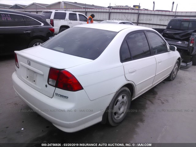 JHMES966X5S024137 - 2005 HONDA CIVIC HYBRID WHITE photo 4