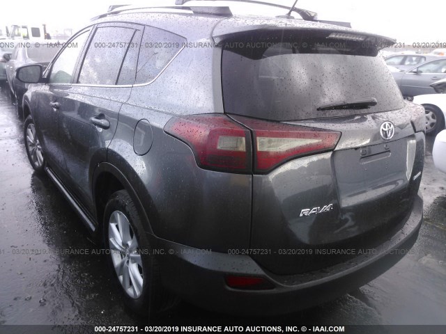 2T3YFREV0EW115713 - 2014 TOYOTA RAV4 LIMITED GRAY photo 3