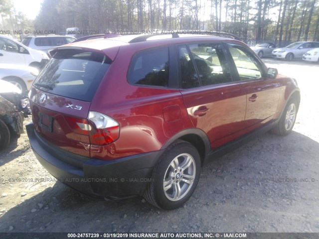 WBXPA93465WD11294 - 2005 BMW X3 3.0I RED photo 4