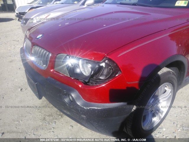 WBXPA93465WD11294 - 2005 BMW X3 3.0I RED photo 6