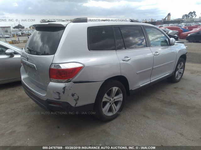 5TDDK3EH7CS116633 - 2012 TOYOTA HIGHLANDER LIMITED SILVER photo 4