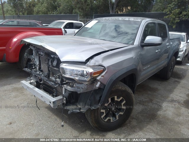 3TMAZ5CN5GM018760 - 2016 TOYOTA TACOMA DBL CAB/SR5/TRD SPORT/OR SILVER photo 2